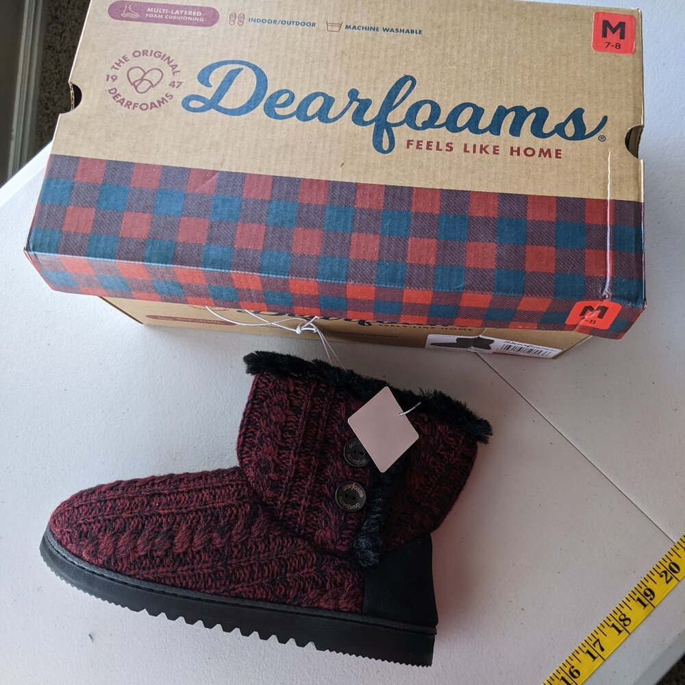 Dearfoams Women's Black and Burgundy Slippers - Picture 7 of 7